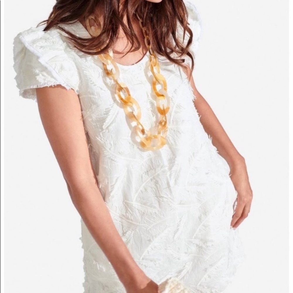 NWT Persifor Embroidered Leaf Clare Dress - White - Large